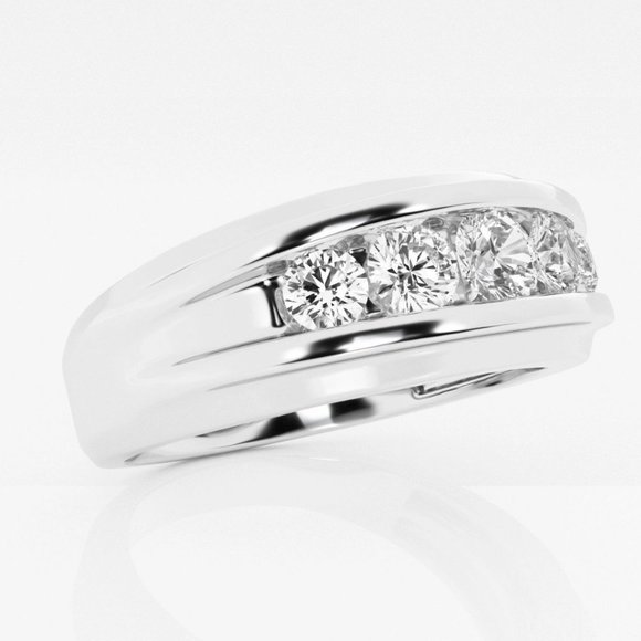 3 CTW Round Lab Grown Diamond Men's Channel Set Wedding Band - Picture 2 of 4